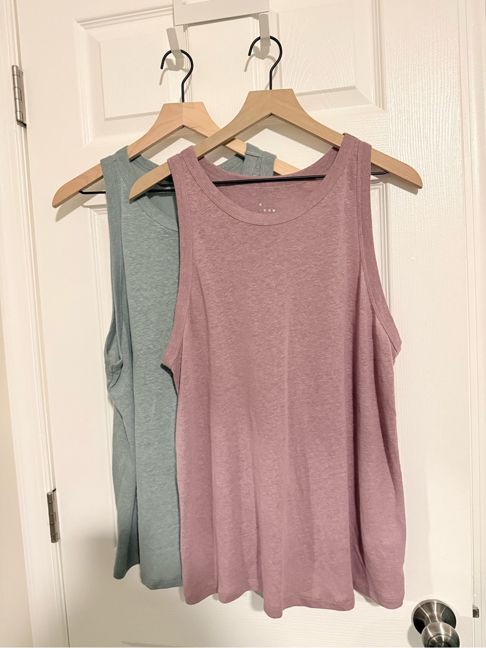 Set of 2!! “a new day” Linen Blend Tank Tops - Mauve Pink & Sage